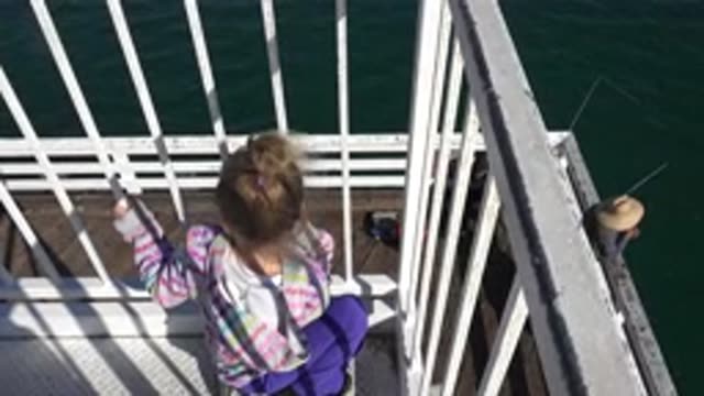MALIBU CALIFORNIA-2020: Little Girl Observing The Water From The Top Of A Balcony