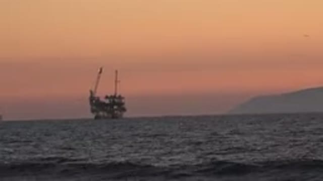 HUNTINGTON BEACH CALIFORNIA-2020: Oil Rigs At Sea