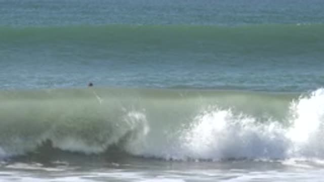 HUNTINGTON BEACH CALIFORNIA-2020: Some Men Trying To Surf In The Middle Of The
