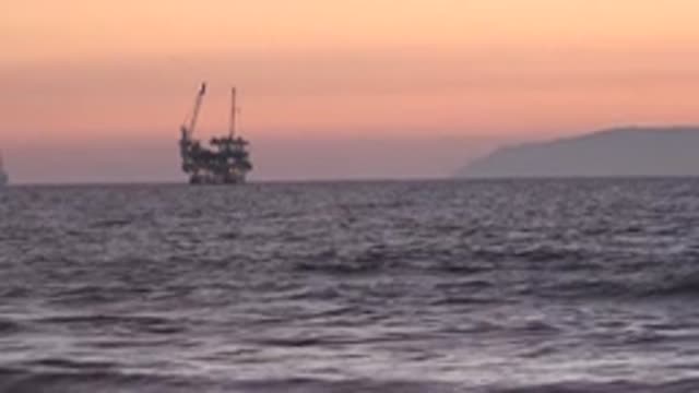 HUNTINGTON BEACH CALIFORNIA-2020: An Oil Tanker Ship Is Seen Afar