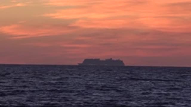 HUNTINGTON BEACH CALIFORNIA-2020: Ocean Ship Water Boat Cruise Middle Nowhere