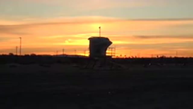 HUNTINGTON BEACH CALIFORNIA-2020: A Beautiful Sight Of Sunset Surrounded By A Fire-Lit Sky