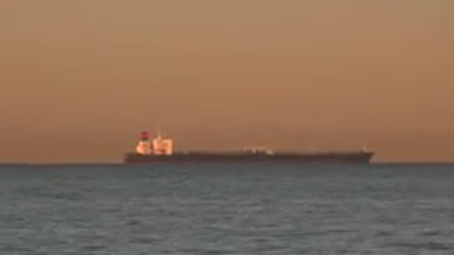 HUNTINGTON BEACH CALIFORNIA-2020: Orange Sky Tanker Ship On Body Of Water