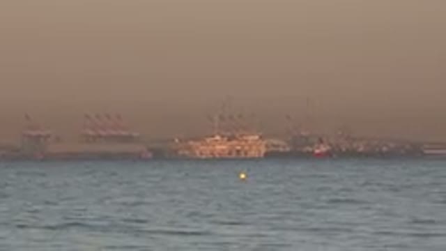 HUNTINGTON BEACH CALIFORNIA-2020: A Long Distance Recording Of A Port And Some Cargo Ships