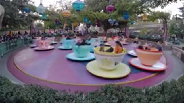 DISNEYLAND CALIFORNIA-2020: Several Families Enjoying Cup-Saucer Shaped Rides