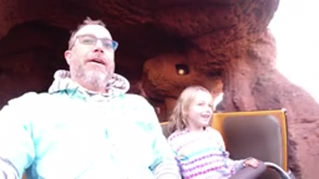 DISNEYLAND CALIFORNIA-2020: Man With Kid On Roller Coaster