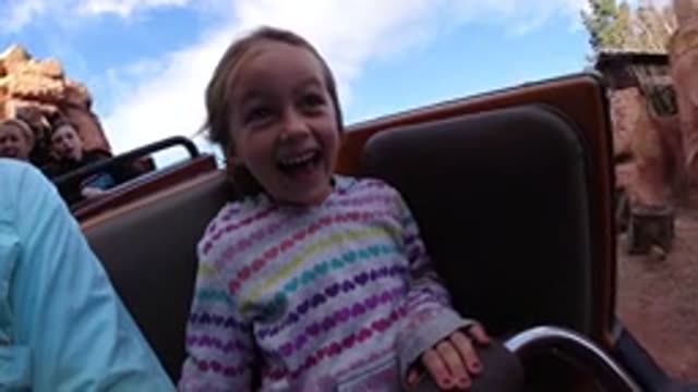 DISNEYLAND CALIFORNIA-2020: Young Child Enjoying Rollercoaster Ride Hangs On