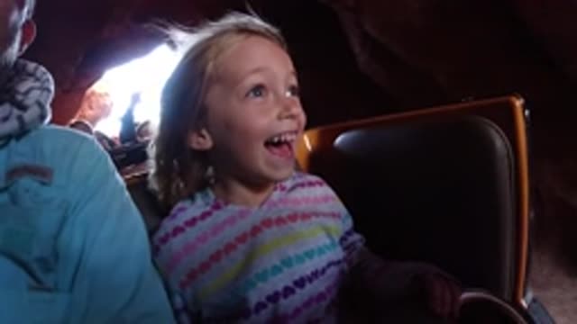 DISNEYLAND CALIFORNIA-2020: Young Girl Having Fun on a Roller Coaster