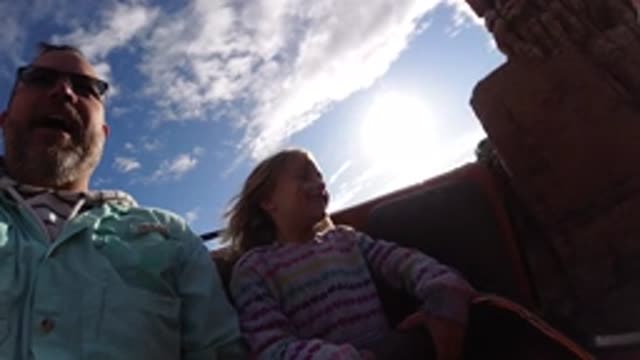 DISNEYLAND CALIFORNIA-2020: A Father And A Daughter Ride On A Roller Coaster