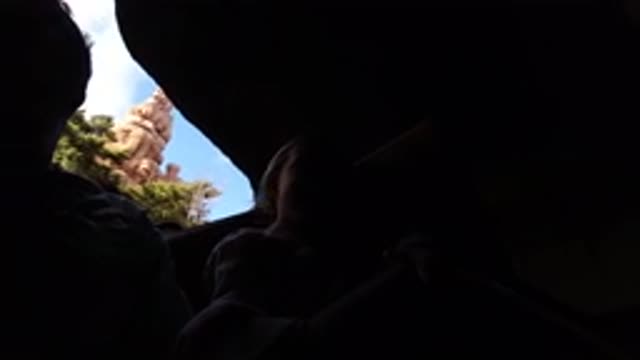 DISNEYLAND CALIFORNIA-2020: Kids Riding Big Thunder Mountain Roller Coaster At