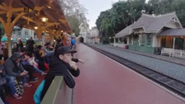 DISNEYLAND CALIFORNIA-2020: People Waiting For Train