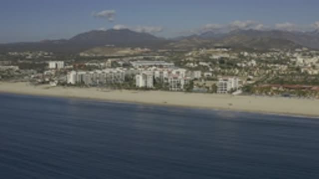 EAST CAPE BCS MEXICO-2019: Aerial View Beach Scene Behind Mountain View