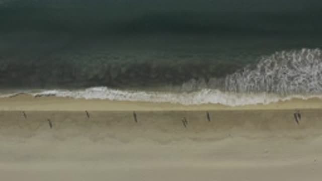 EAST CAPE BCS MEXICO-2019: Birds Eye View Of Beach People Walking On The Sand