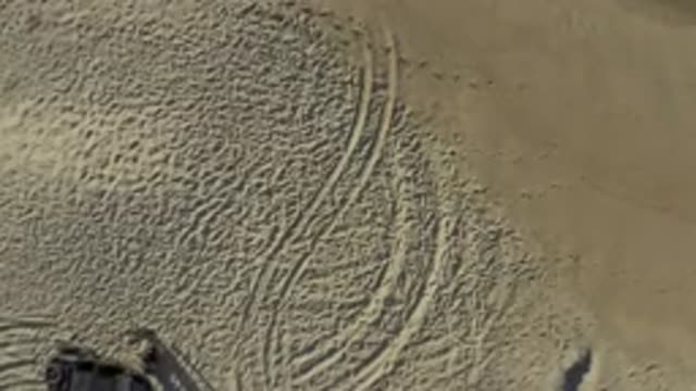 EAST CAPE BCS MEXICO-2019: Aerial View of Tire Tracks in Sand Along Coast