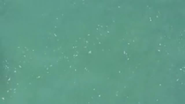 Aerial View Of Turquoise Water Surface With White Foam