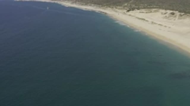 EAST CAPE BCS MEXICO-2019: Closeup Open Water Outside Blue Turquoise Beach