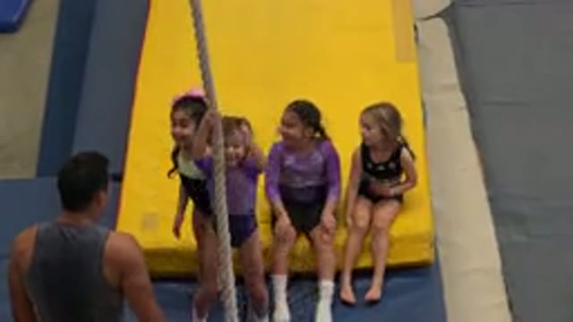 CABO SAN LUCAS MEXICO-2020: Girls Coach Gymnastics Rope Playing Mat Swinging Fun