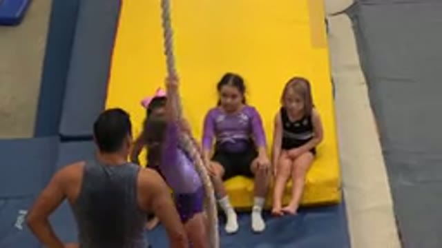 CABO SAN LUCAS MEXICO-2020: Toddlers At Gymnasium Climbing A Gymnastic Rope