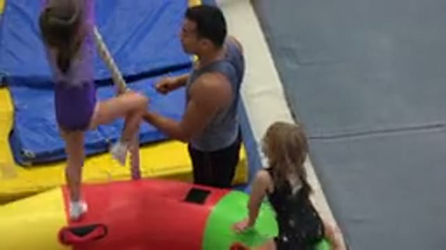 CABO SAN LUCAS MEXICO-2020: Little Children Learning How To Do Beginning Gymnastics