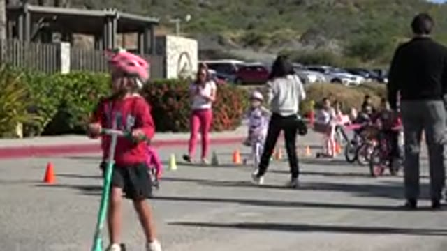 CABO SAN LUCAS MEXICO-2020: A Lot Of Children Are Riding Bicycles With Their Parents