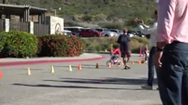 CABO SAN LUCAS MEXICO-2020: Child Learning How To Ride A Bicycle