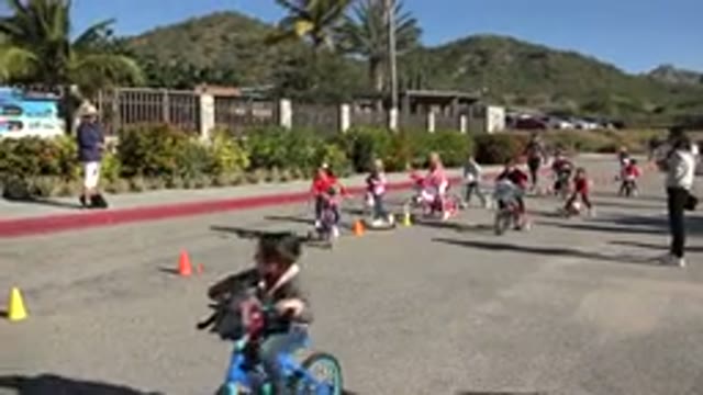 CABO SAN LUCAS MEXICO-2020: Children Were Riding On Bicycles