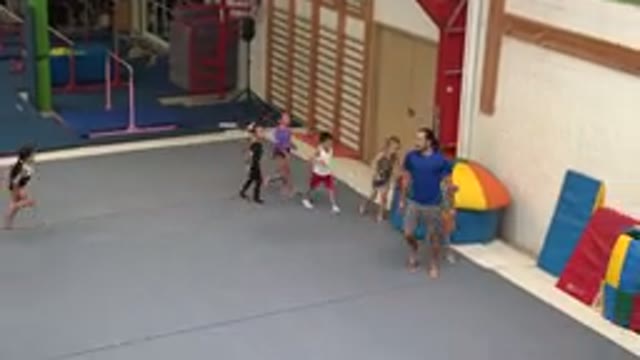 CABO SAN LUCAS MEXICO-2020: Children In Gym Running In A Line Following Their Teacher
