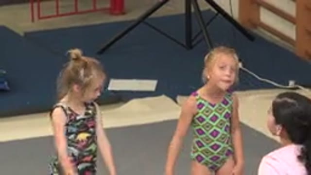 CABO SAN LUCAS MEXICO-2020: Little Girls Warming Up Before Practicing Gymnastics
