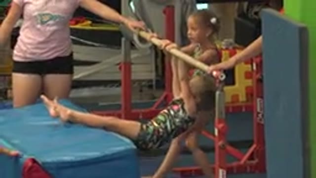 CABO SAN LUCAS MEXICO-2020: Several Kids In Gymnastics Swing On Bar With