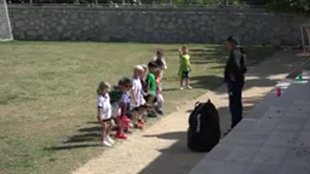LOS CABOS MEXICO-2019: Children Exercise While Watching Their Instructor