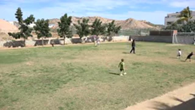 LOS CABOS MEXICO-2019: Asian Kids Playing Football