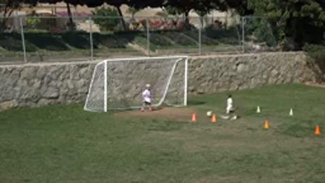LOS CABOS MEXICO-2019: Boy Scores Goal In Soccer Practice Using Deceptive Moves