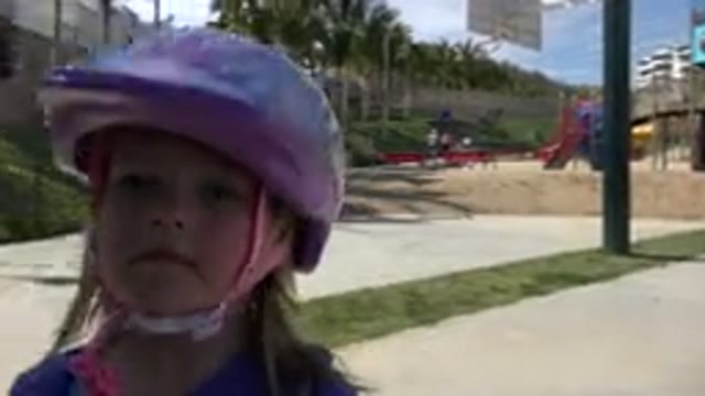 LOS CABOS MEXICO-2019: A Child Riding On Her Scooter