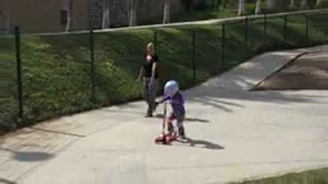 LOS CABOS MEXICO-2019: Child Riding Scooter At Park