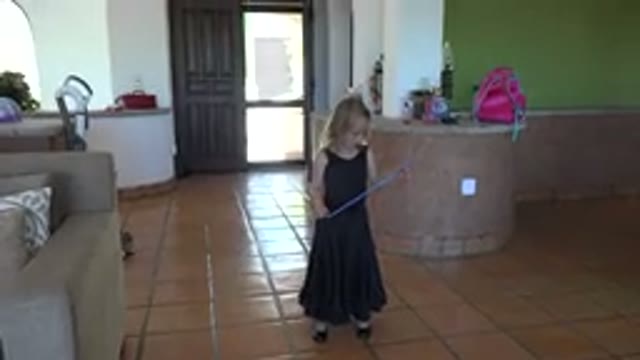 LOS CABOS MEXICO-2019: Young Girl In Party Dress Jumping And Playing