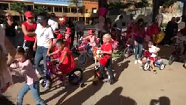 LOS CABOS MEXICO-2019: Lots Of Kids At A Scooter And Bike Meeting On A Street In