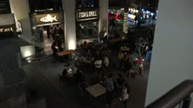 LOS CABOS MEXICO-2019: People Chilling At Food Court By The Night In Los