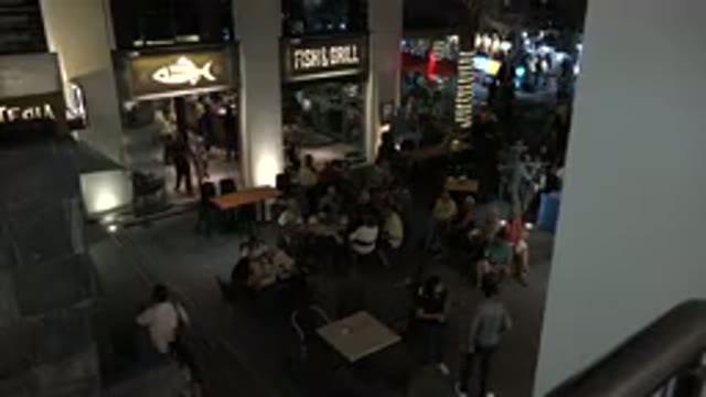 LOS CABOS MEXICO-2019: A Surveillance Camera View Of A Mall And A Large Crowd Of People
