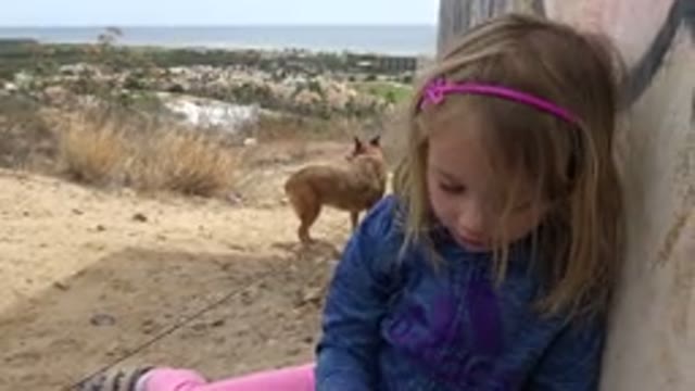 LOS CABOS MEXICO-2019: Little Girl And Her Dog