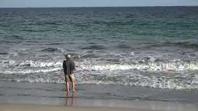 LOS CABOS MEXICO-2019: Guy In Baseball Hat And Shorts Saltwater Fly Fishing
