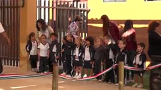 SAN JOSE DEL CABO MEXICO-2019: Small Children Are Lined Up In A Roped Off Area