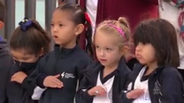 SAN JOSE DEL CABO MEXICO-2019: Little Girl Sings the National Anthem