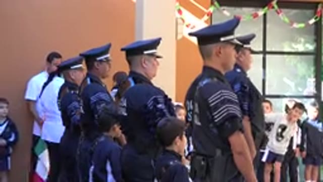 SAN JOSE DEL CABO MEXICO-2019: Police Officers Standing By In A School Near Lots