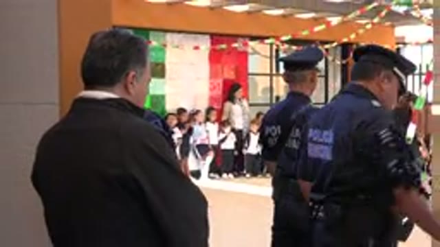 SAN JOSE DEL CABO MEXICO-2019: Policemen Are Watching A Presentation Of Very Young Children