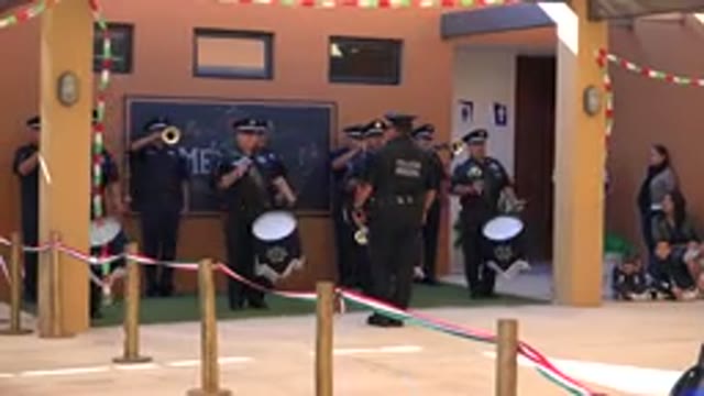 SAN JOSE DEL CABO MEXICO-2019: Group Of Police Officers Play Various Instruments