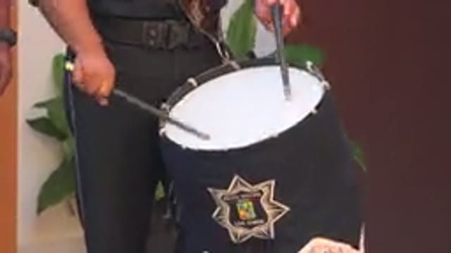SAN JOSE DEL CABO MEXICO-2019: Person Wearing Black Pants Plays Black White Drum