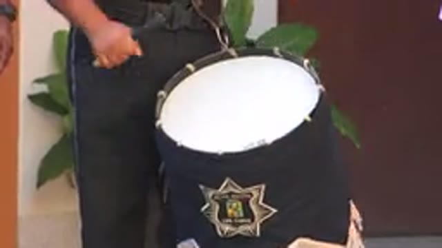 SAN JOSE DEL CABO MEXICO-2019: Drum Sticks Uniform Person Playing Song Rolling