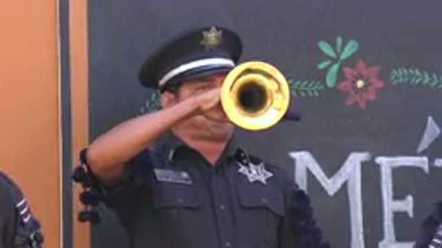 SAN JOSE DEL CABO MEXICO-2019: Man In Uniform Playing The Horn