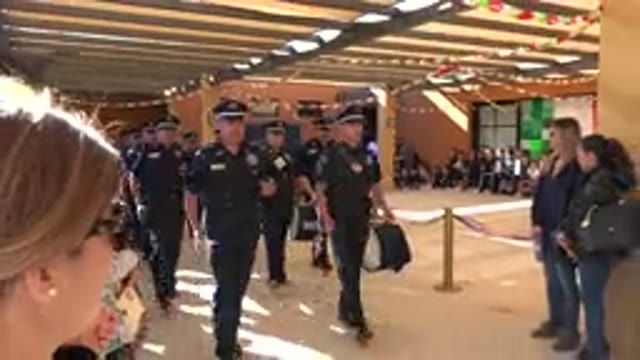 SAN JOSE DEL CABO MEXICO-2019: Police Marching In Small Quarters