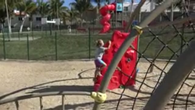 SAN JOSE DEL CABO MEXICO-2019: Little Cute Girl Playing On A Park